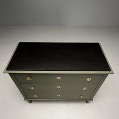 Gustavian Swedish Commode Green Paint Pinewood Brass Sweden 1970s - 3634411