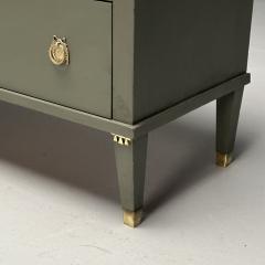 Gustavian Swedish Commode Green Paint Pinewood Brass Sweden 1970s - 3634412