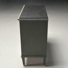 Gustavian Swedish Commode Green Paint Pinewood Brass Sweden 1970s - 3634414