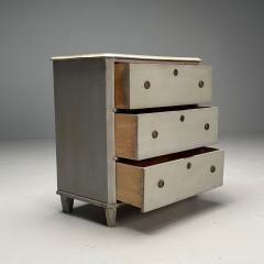 Gustavian Swedish Commode Grey Paint Distressed Brass Sweden 1930s - 3629864