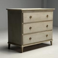 Gustavian Swedish Commode Grey Paint Distressed Brass Sweden 1940s - 3633824