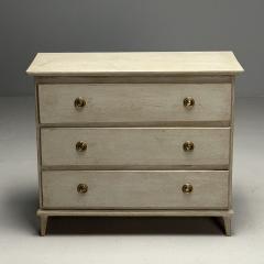 Gustavian Swedish Commode Grey Paint Distressed Brass Sweden 1940s - 3633826