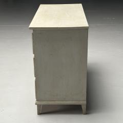 Gustavian Swedish Commode Grey Paint Distressed Brass Sweden 1940s - 3633832