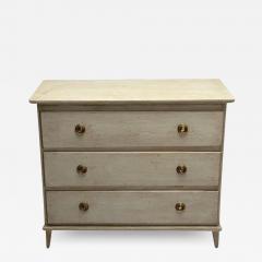 Gustavian Swedish Commode Grey Paint Distressed Brass Sweden 1940s - 3635743