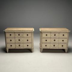 Gustavian Swedish Commodes Beige Paint Distressed Brass Sweden 19th C  - 3633522