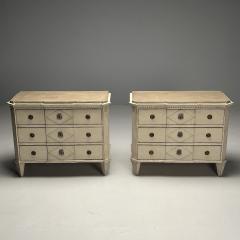 Gustavian Swedish Commodes Beige Paint Distressed Brass Sweden 19th C  - 3633525