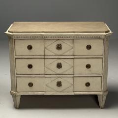 Gustavian Swedish Commodes Beige Paint Distressed Brass Sweden 19th C  - 3633526