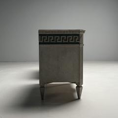 Gustavian Swedish Painted Commodes Greek Key White and Blue Paint Distressed - 3633862