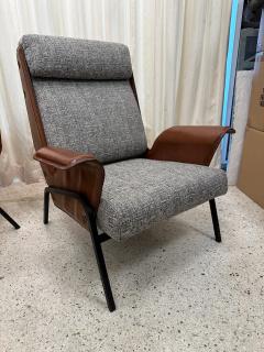 Gustavo Pulitzer Finali Pair of Alba Stitched Leather Lounge Chairs by Gustavo Pulitzer for Arflex - 4619877