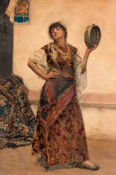 Gustavo Simoni Italian 1845 1926 A Watercolor of An Orientalist Dancer 1890 - 2593862
