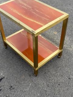 Guy LeFevre 1970 Trolley On Wheels With 2 Levels Maison Jansen Orange Melamine Lacquer Tray - 3877944