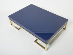 Guy LeFevre Blue lacquer brass large coffee table Guy Lefevre Maison Jansen 1970s - 2677507