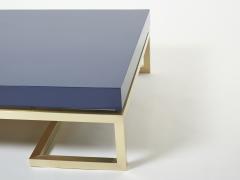 Guy LeFevre Blue lacquer brass large coffee table Guy Lefevre Maison Jansen 1970s - 2677513