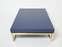 Guy LeFevre Blue lacquer brass large coffee table Guy Lefevre Maison Jansen 1970s - 2677514