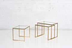 Guy LeFevre Brass and Glass Nesting Tables by Guy Lefevre for Maison Jansen circa 1970 - 1907558