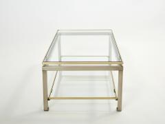 Guy LeFevre Brass steel two tier coffee table by Guy Lefevre for Maison Jansen 1970s - 3001297