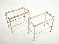 Guy LeFevre Brass steel two tier end tables by Guy Lefevre for Maison Jansen 1970s - 2998570