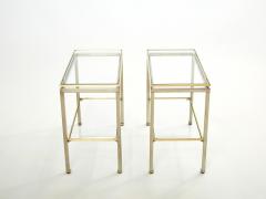 Guy LeFevre Brass steel two tier end tables by Guy Lefevre for Maison Jansen 1970s - 2998572