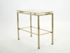 Guy LeFevre Brass steel two tier end tables by Guy Lefevre for Maison Jansen 1970s - 2998573