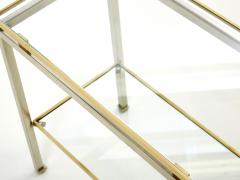 Guy LeFevre Brass steel two tier end tables by Guy Lefevre for Maison Jansen 1970s - 2998577