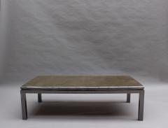 Guy LeFevre Fine French 1970s Eglomise Glass Top Coffee Table with a Patinated Metal Frame - 2588854