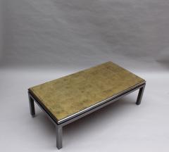 Guy LeFevre Fine French 1970s Eglomise Glass Top Coffee Table with a Patinated Metal Frame - 2588891