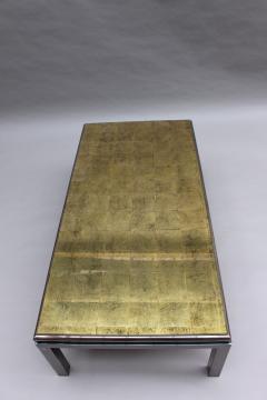 Guy LeFevre Fine French 1970s Eglomise Glass Top Coffee Table with a Patinated Metal Frame - 2588906