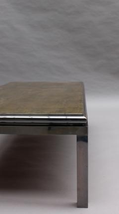 Guy LeFevre Fine French 1970s Eglomise Glass Top Coffee Table with a Patinated Metal Frame - 2588937
