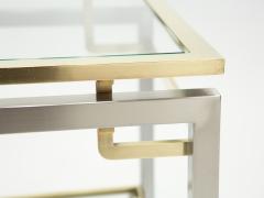 Guy LeFevre French Brass steel two tier end tables Guy Lefevre for Maison Jansen 1970s - 1837030