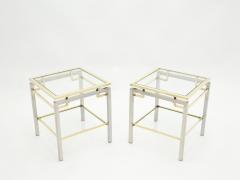 Guy LeFevre French Brass steel two tier end tables Guy Lefevre for Maison Jansen 1970s - 1837032