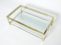 Guy LeFevre French Brass two tier coffee table Guy Lefevre for Maison Jansen 1970s - 2257577