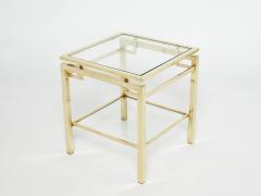 Guy LeFevre French Brass two tier end table Guy Lefevre for Maison Jansen 1970s - 1919929