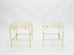 Guy LeFevre French Brass two tier end tables Guy Lefevre for Maison Jansen 1970s - 1513802