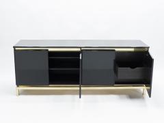 Guy LeFevre French Guy Lefevre for Maison Jansen brass black lacquered sideboard 1970s - 1330995