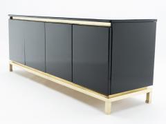 Guy LeFevre French Guy Lefevre for Maison Jansen brass black lacquered sideboard 1970s - 1330997