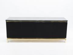 Guy LeFevre French Guy Lefevre for Maison Jansen brass black lacquered sideboard 1970s - 1331002