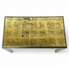 Guy LeFevre French Mid Century Coffee Table with Gilded Glass Top by Guy Lefevre - 4421547