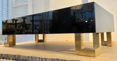 Guy LeFevre Guy Lefebre pure black lacquered coffee table with gold legs - 2688258