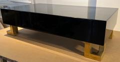 Guy LeFevre Guy Lefebre pure black lacquered coffee table with gold legs - 2688303