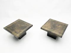 Guy LeFevre Guy Lefevre for Ligne Roset pair of lacquered brass end table 1970s - 1555202