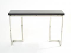 Guy LeFevre Guy Lefevre for Maison Jansen black lacquer chrome console table 1970s - 2712814