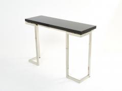 Guy LeFevre Guy Lefevre for Maison Jansen black lacquer chrome console table 1970s - 2712816
