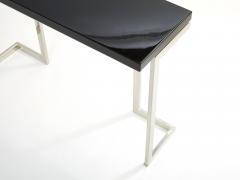Guy LeFevre Guy Lefevre for Maison Jansen black lacquer chrome console table 1970s - 2712820