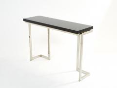 Guy LeFevre Guy Lefevre for Maison Jansen black lacquer chrome console table 1970s - 2712823