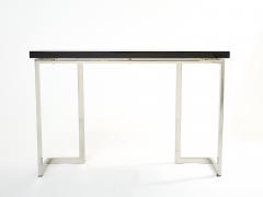 Guy LeFevre Guy Lefevre for Maison Jansen black lacquer chrome console table 1970s - 2712824