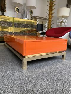 Guy LeFevre Lacquered Coffee Table and Brass by Guy Lefevre France 1970s - 1677269