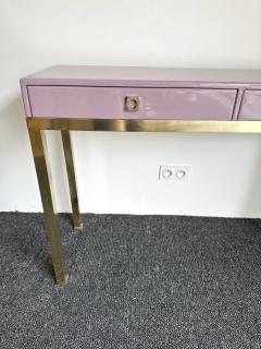 Guy LeFevre Lacquered Console Table and Brass by Guy Lefevre France 1970s - 3020556