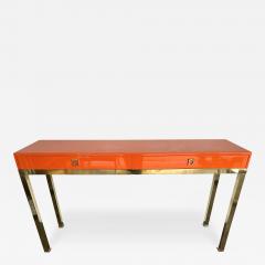Guy LeFevre Lacquered Console Table and Brass by Guy Lefevre France 1970s - 3373771