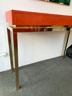 Guy LeFevre Lacquered and Brass Console by Guy Lefevre France 1970s - 1649393