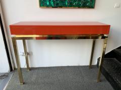 Guy LeFevre Lacquered and Brass Console by Guy Lefevre France 1970s - 1649394